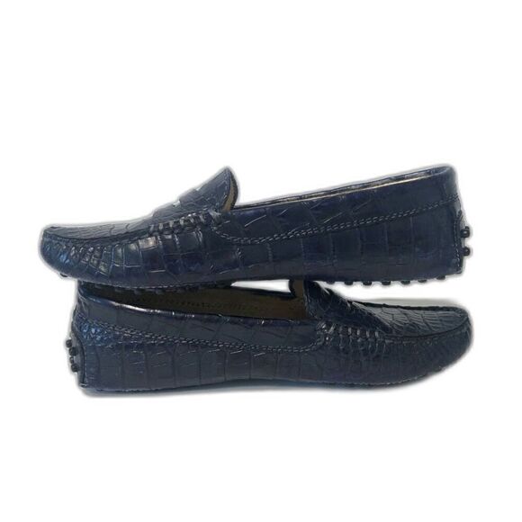 TOD'S Women's Gommino Croco Penny Driver Loafers EU37/US6.5 Blue - Picture 4 of 12